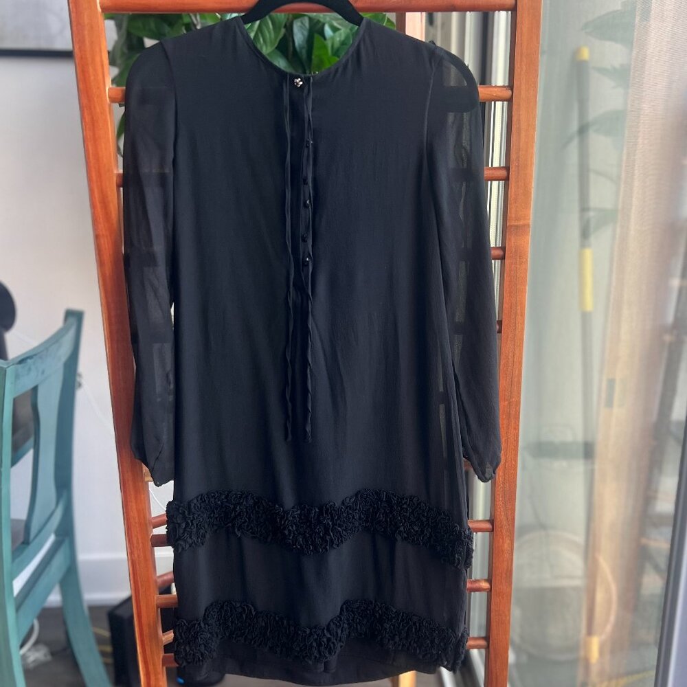 MaxMara Studio Chic Black Ruffle Midi Dress Vintage Vibe